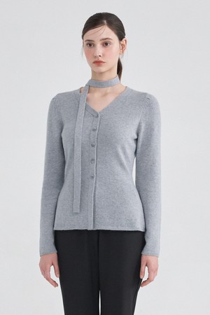 티아 앙고라 울 타이 세트 핀턱 가디건