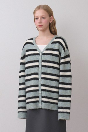 카야 스트라이프 헤어리 울 가디건