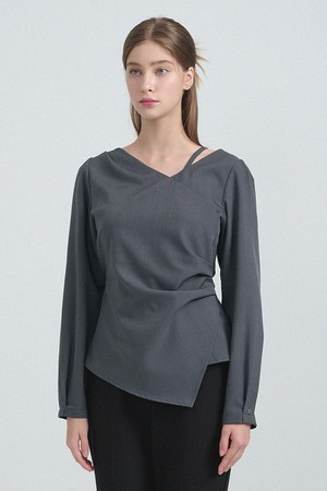 프레애 언발란스 스트랩 블라우스-fw.ver