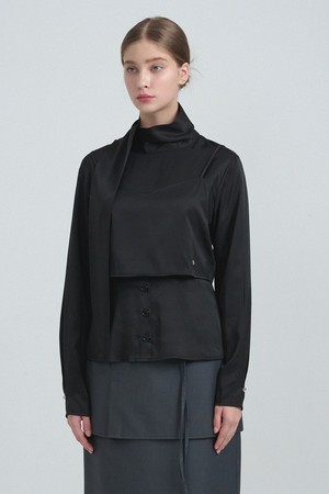 온딘 타이 뷔스티에 레이어드 블라우스