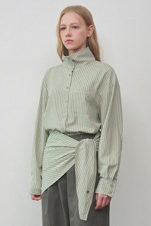 시오 스트라이프 셔츠-스카프 셋업