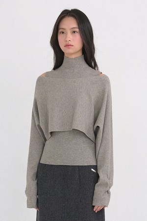 라비나 슬리브리스-보트 넥 니트 셋업