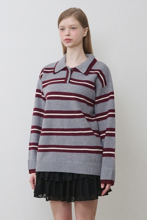 토비 스트라이프 카라 니트