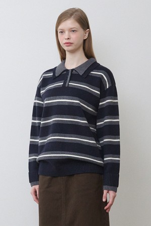 토비 스트라이프 카라 니트