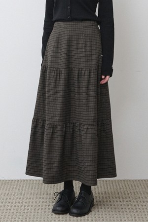 나오미 체크 캉캉 롱 스커트