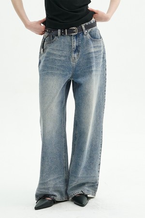 익스라 브러쉬 워싱 와이드 데님 팬츠