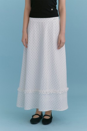 인라 도트 프릴 플레어 스커트