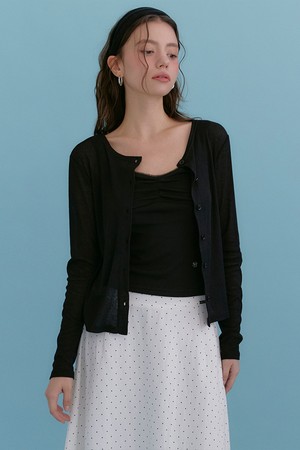 세리 가디건-레이스 트위스트 슬리브리스 셋업