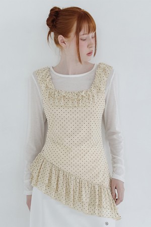 솔라 도트 프릴 슬리브리스-티셔츠 셋업