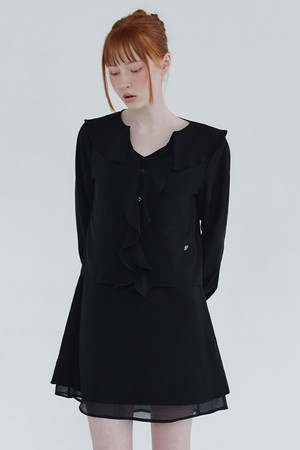 리오르 미니 드레스-러플 블라우스 셋업