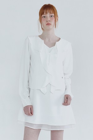 리오르 미니 드레스-러플 블라우스 셋업