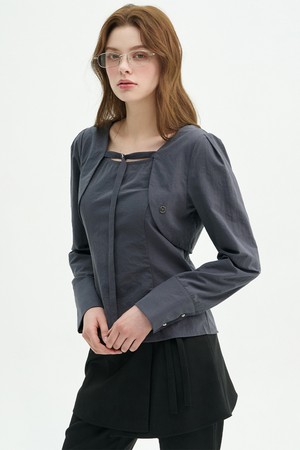 제라이 볼레로 레이어드 블라우스