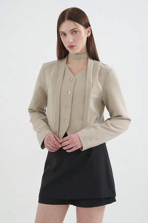 글렌 핀턱 타이 블라우스