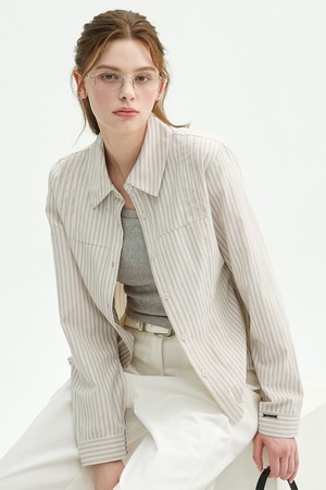 보니 핀턱 스트라이프 셔츠