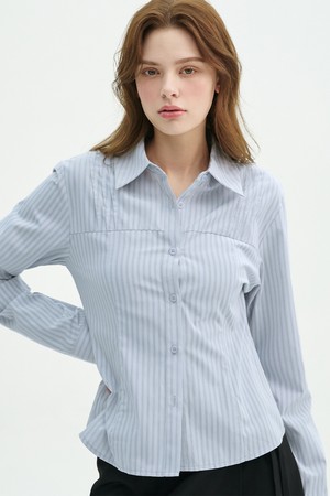 보니 핀턱 스트라이프 셔츠