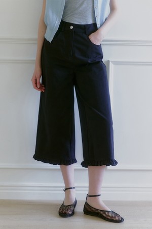 레샤 프릴 와이드 카프리 팬츠