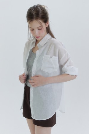 멜룬 스트라이프 시-스루 셔츠