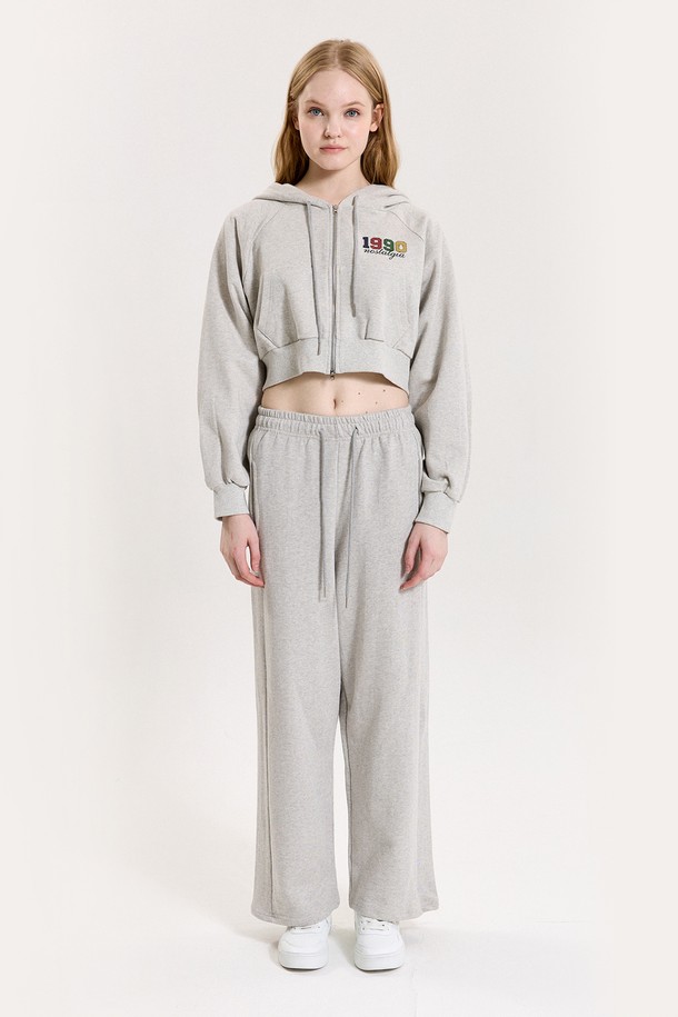 PINKPINEAPPLE - 후디 - 1990 CROPPED ZIP-UP SET_MELANGE GREY