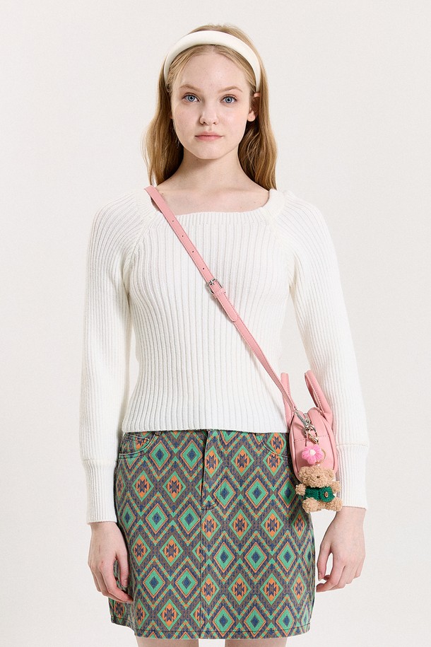 PINKPINEAPPLE - 스웨터 - RIB PUFF SWEATER_IVORY