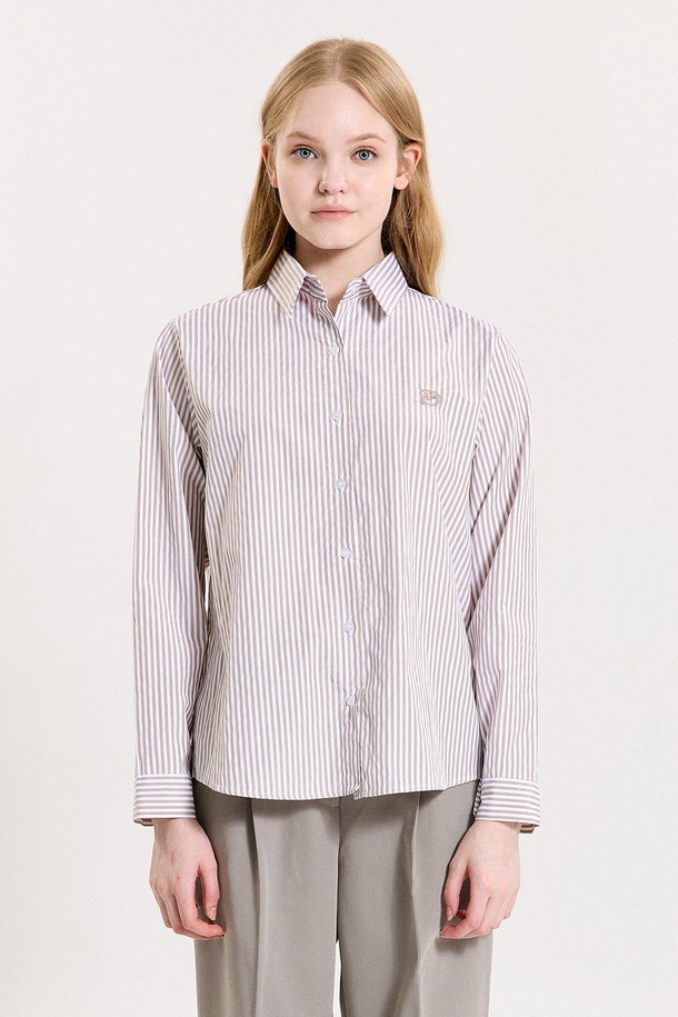 PINKPINEAPPLE - 셔츠 - LOVE STRIPE SHIRT_BEIGE