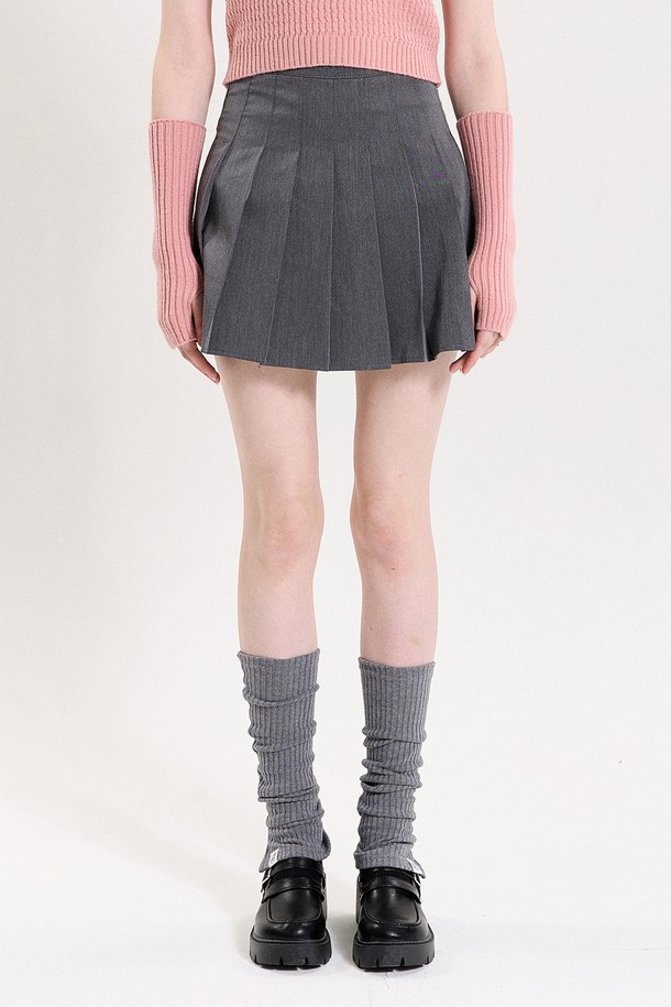 PINKPINEAPPLE - 미니스커트 - PLEATS SKIRT_GREY