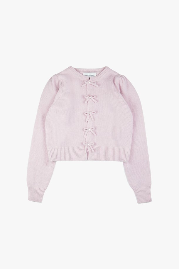 PINKPINEAPPLE - 가디건 - PEARL RIBBON CARDIGAN PINK