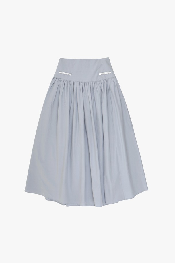 PINKPINEAPPLE - 롱스커트 - TIDY FLARE LONG SKIRT_SKY BLUE