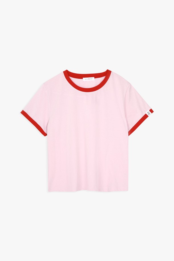 PINKPINEAPPLE - 반소매 티셔츠 - VINTAGE COLORED RINGER TEE_PINK