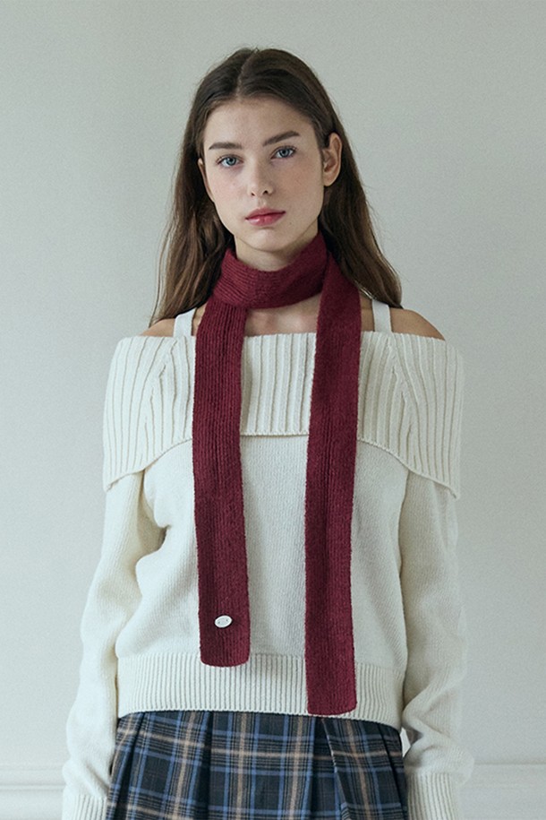 PINKPINEAPPLE - 스카프/머플러 - TAFFY KNIT MUFFLER_BURGUNDY