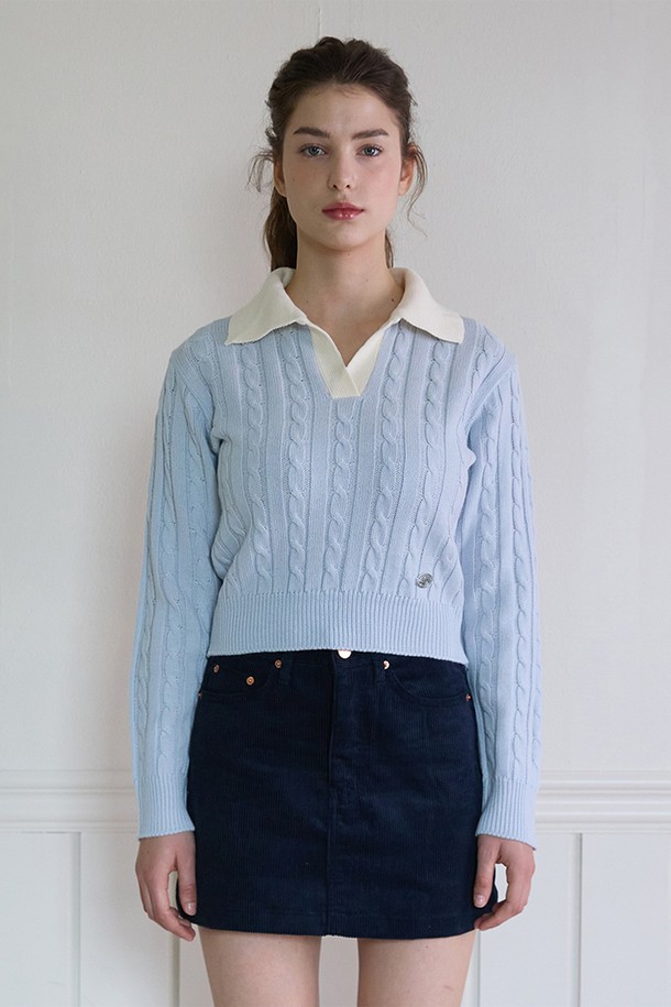 PINKPINEAPPLE - 스웨터 - SAINT COLLAR KNIT_SKY BLUE