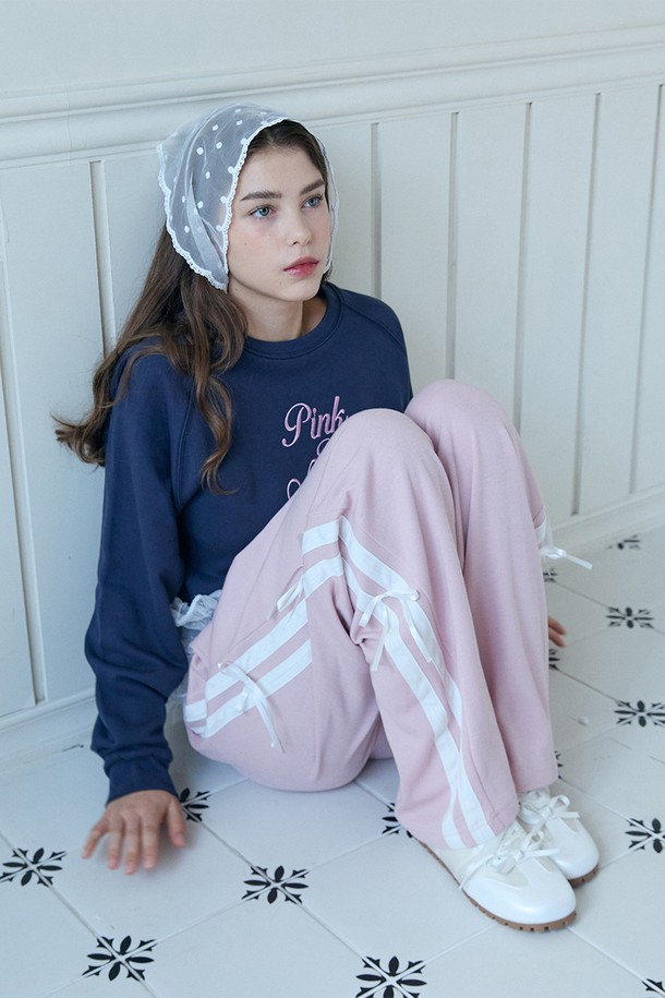 PINKPINEAPPLE - 롱/미디팬츠 - RIBBON TRACK PANTS_PINK