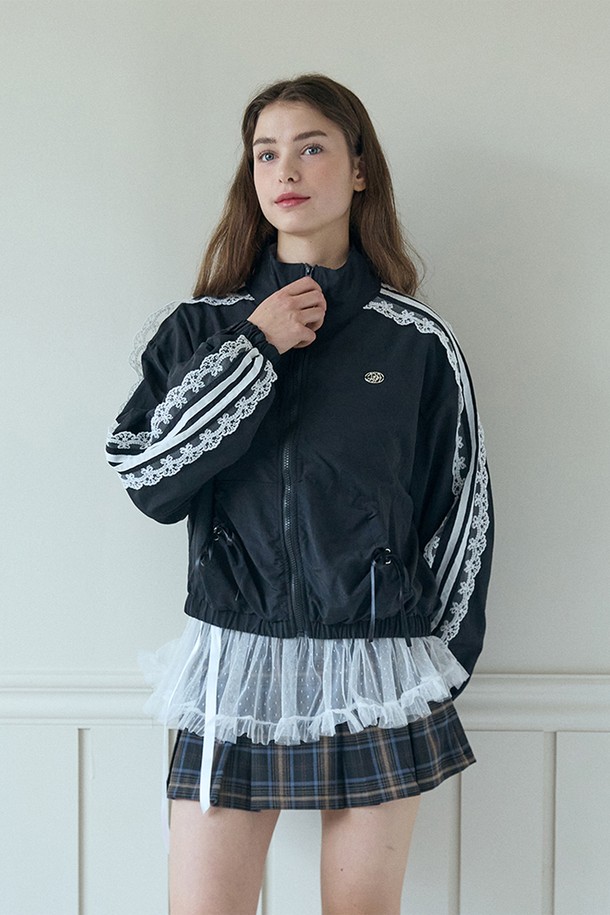 PINKPINEAPPLE - 자켓 - LACE TRACK WIND BREAKER_BLACK