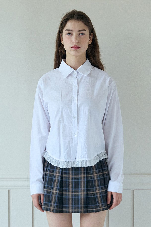 PINKPINEAPPLE - 셔츠 - LACE LAYERED SHIRT_WHITE