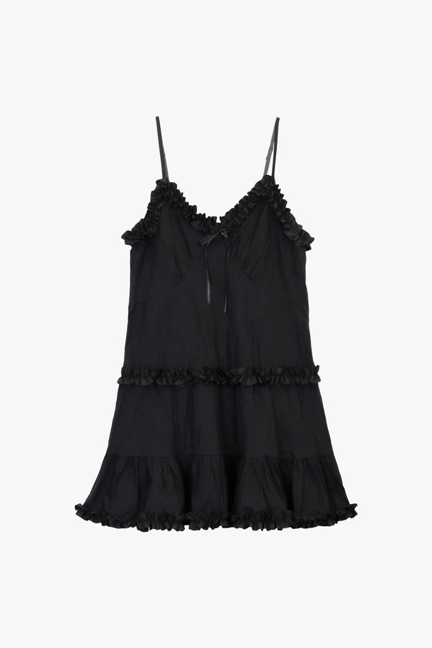 PINKPINEAPPLE - 민소매 원피스 - FAIRY FRILL SLIP DRESS_BLACK