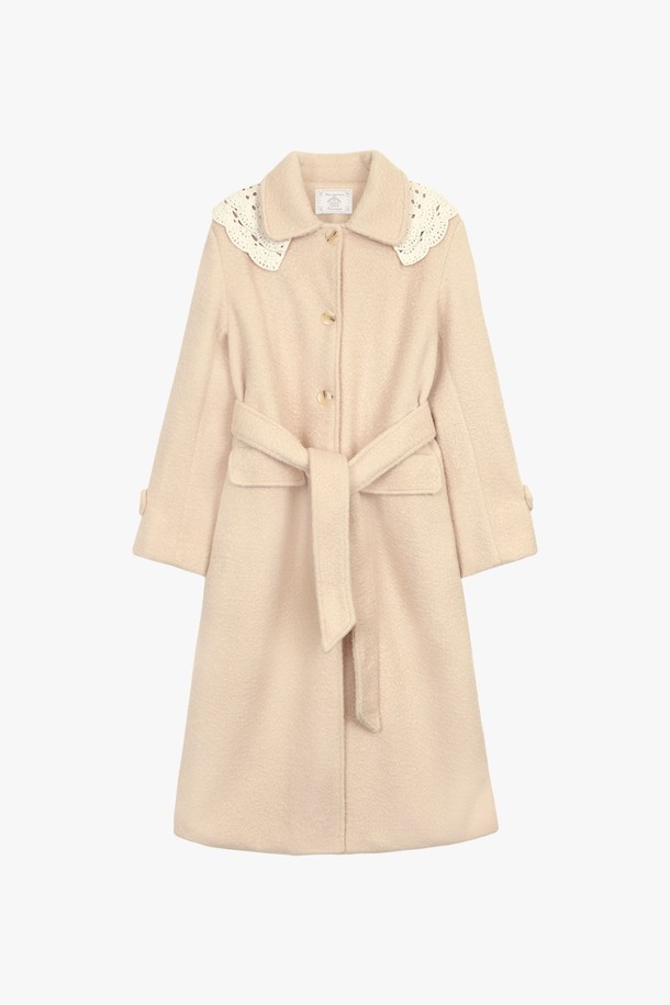 PINKPINEAPPLE - 코트 - FAIRY LACE COLLAR COAT_BEIGE