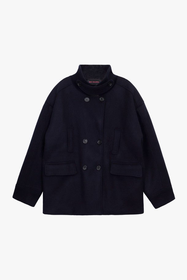 PINKPINEAPPLE - 코트 - SNOWFALL DOUBLE JACKET_NAVY