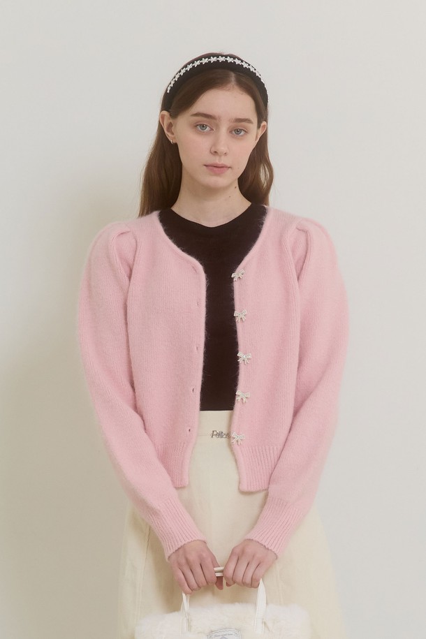 PINKPINEAPPLE - 가디건 - FAIRY RIBBON CARDIGAN_PINK