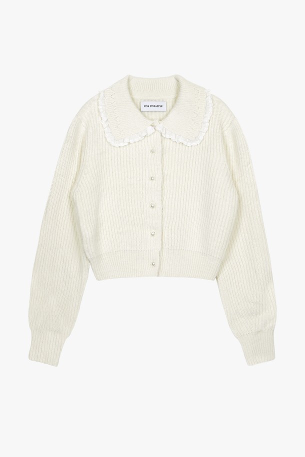 PINKPINEAPPLE - 가디건 - DREAMY FEATHER CARDIGAN_IVORY