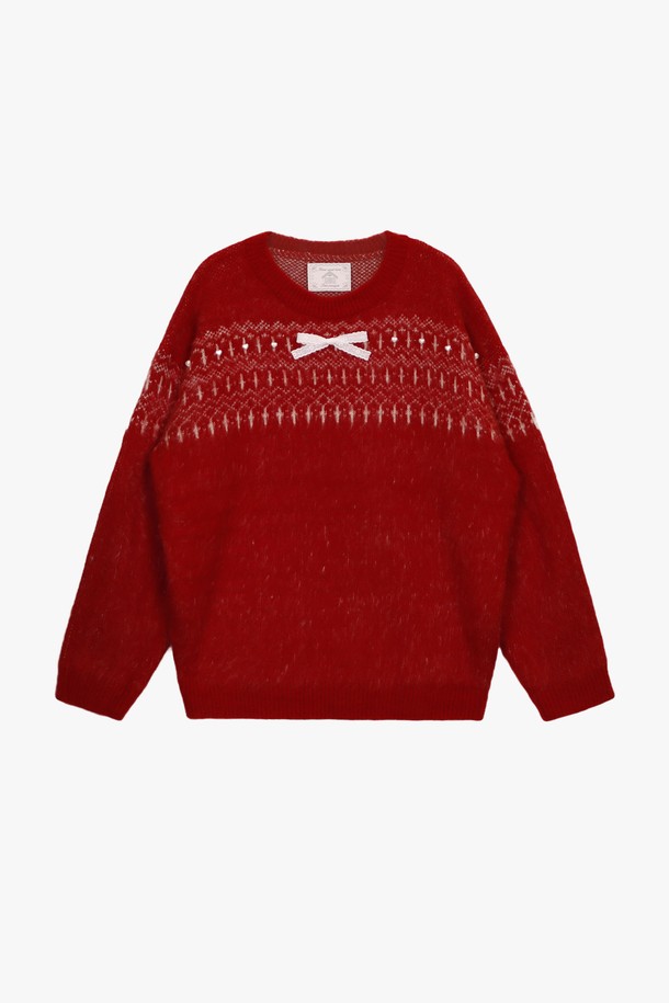 PINKPINEAPPLE - 스웨터 - SNOWY SOFT LOVELY SWEATER_RED