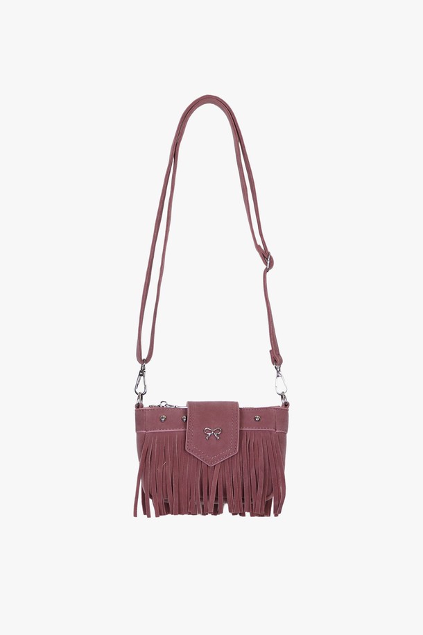 PINKPINEAPPLE - 크로스백 - TASSEL SUEDE RIBBON CROSS BAG_PINK