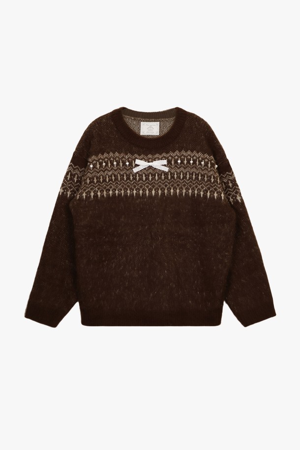 PINKPINEAPPLE - 스웨터 - SNOWY SOFT LOVELY SWEATER_BROWN