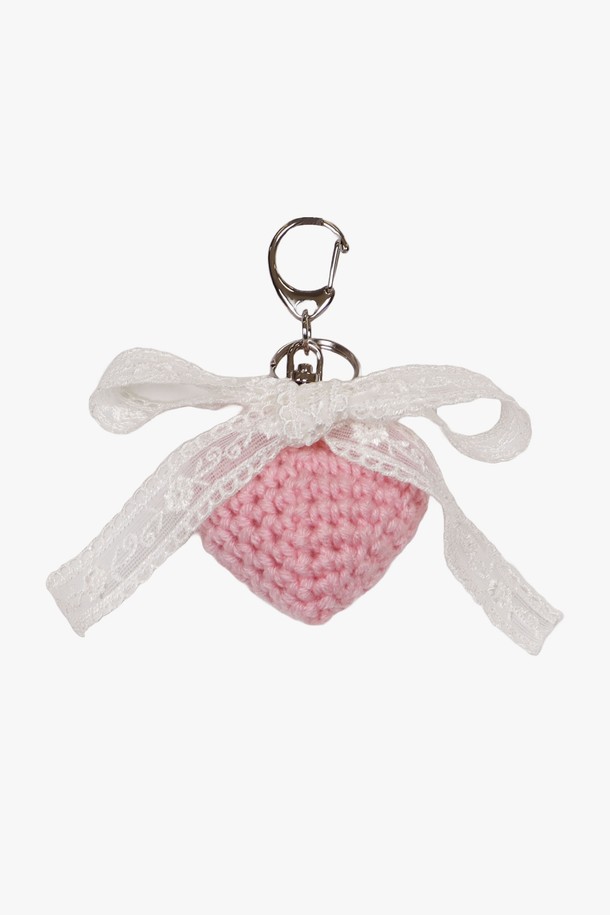 PINKPINEAPPLE - 키링/참 - CROCHET HEART RIBBON KEYRING_PINK