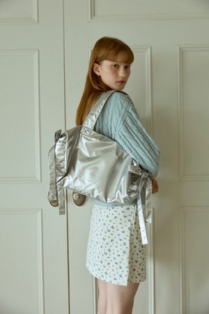 DOUBLE RIBBON TOTE BAG_SILVER