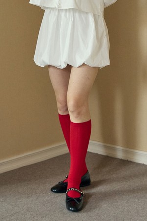 [2EA 1SET] BASIC KNEE HIGH SOCKS_RED