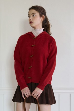 TOGGLE HOODIE CARDIGAN_RED