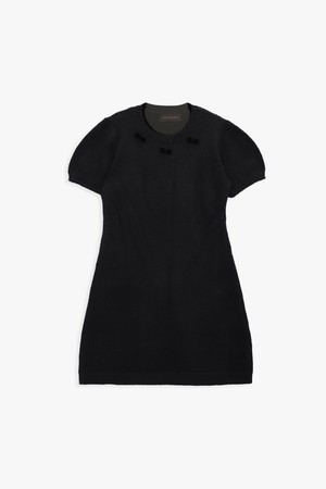 RIBBON PUFF KNIT DRESS_BLACK