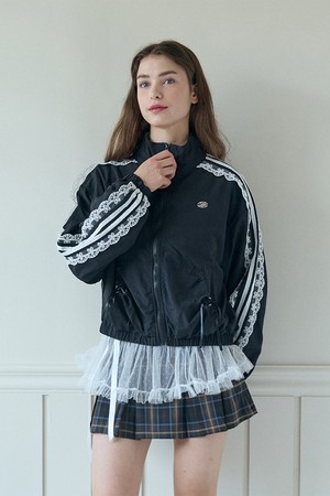 LACE TRACK WIND BREAKER_BLACK