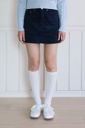 BASIC CORDUROY SKIRT_NAVY