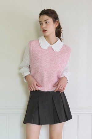 FLUFFY KNIT VEST_PINK