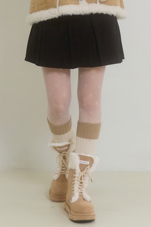 CUDDLE CORDUROY PLEATS SKIRT_BLACK